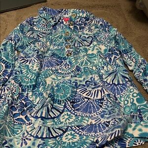 Lilly Pulitzer Blue and White Patterned Hoodie